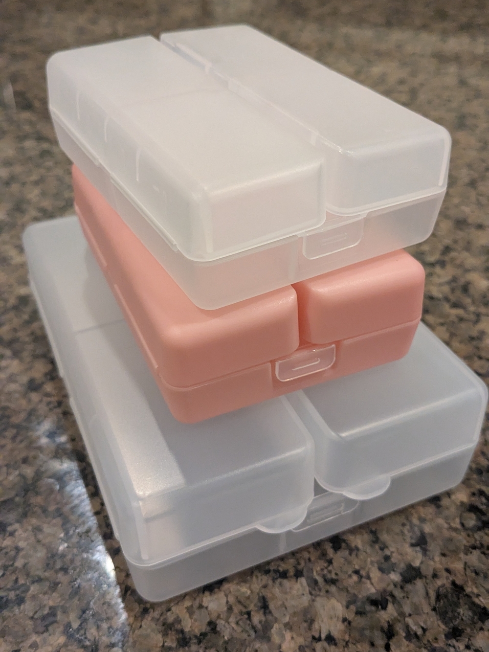 Source Unknown Stackable Storage Boxes in Pink and Frosted Clear